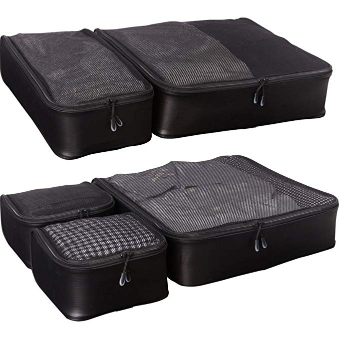 eBags Ultralight Packing Cubes - Super Packer 5pc Set (Black)