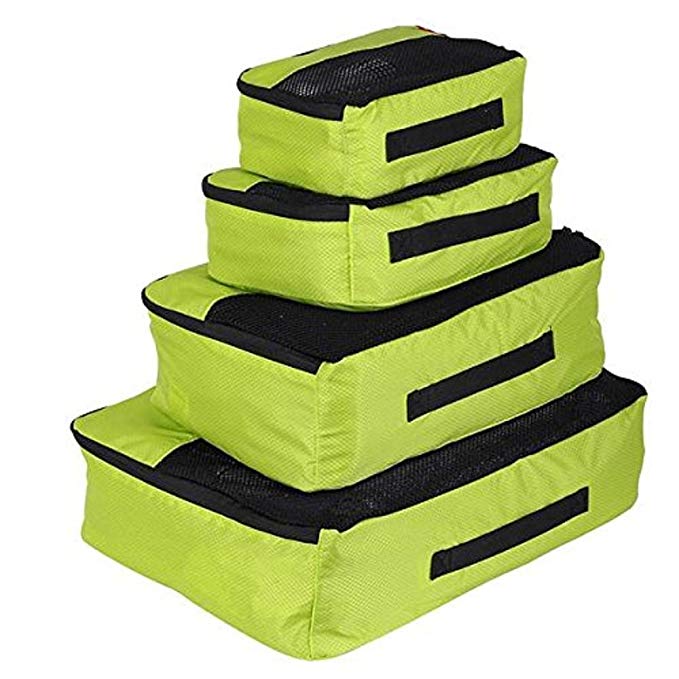 Smart Packing Cubes, Set of 4 Sizes Ripstop Nylon, Mesh Top by Zoomlite