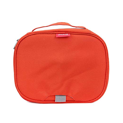 pack all Water Resistant Hanging Toiletry Bag, Portable Travel Makeup Pouch, Personal Organizer for Men & Women (Orange)