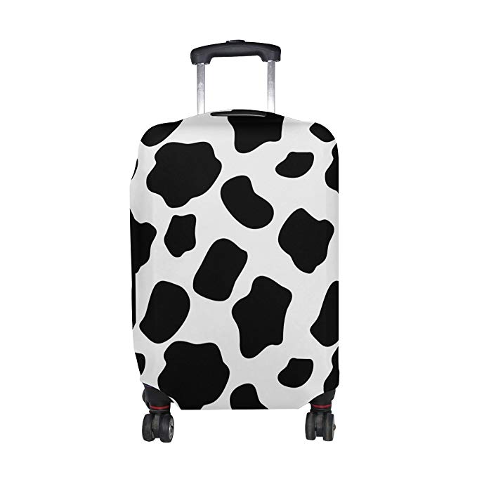 LORVIES Cow Pattern Print Travel Luggage Protective Covers Washable Spandex Baggage Suitcase Cover - Fits 18-32 Inch