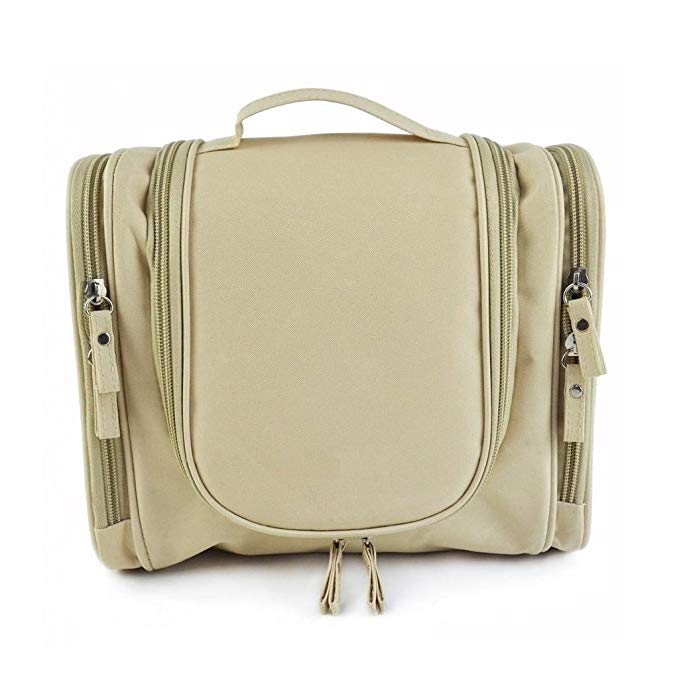 Yiuswoy Travel Kit Organizer Bathroom Storage Hanging Waterproof Cosmetic Bag Toiletry Bag For Travel- Beige