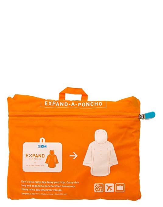 Flight 001 Expandable Travel Poncho, Orange