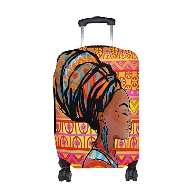 DEYYA African Girl Spandex Travel Luggage Cover Baggage Suitcase Protector Fits 18-32 Inch