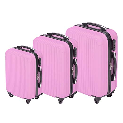 3 Pcs Luggage Travel Set Bag ABS Trolley Suitcase