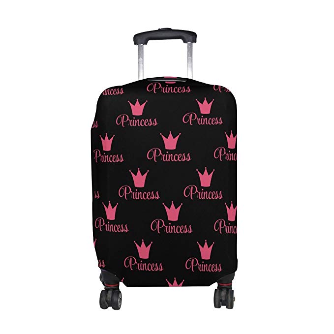 LORVIES Princess Crown Print Travel Luggage Protective Covers Washable Spandex Baggage Suitcase Cover - Fits 18-32 Inch