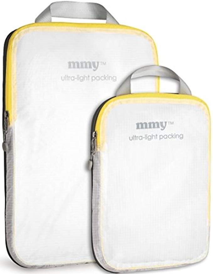 mmyTM Ultra-Light Travel Ripstop Silnylon Compression Packing Cube (Set, WHITE/GRAY)