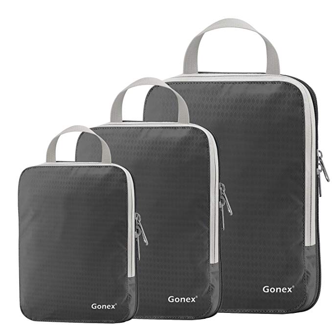 Set of 3 Gonex Packing Cubes, Clothing Compression Cube Extensible Storage Bags Organizers(Grey)