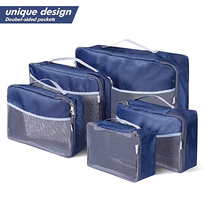 5 Set Travel Luggage Organizer-Double Sided Carryon Lightweight Packing Cubes …