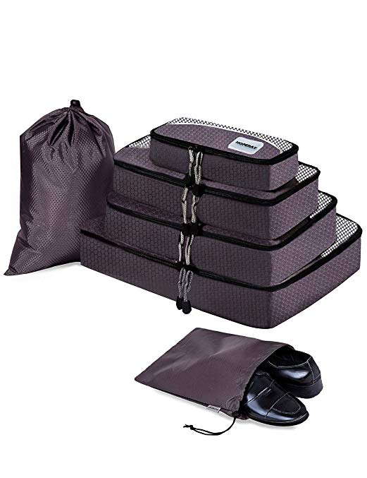 HOPERAY Packing Cubes Travel Organizer Mesh Bags Travel Gear Bag Accessories (Grey)