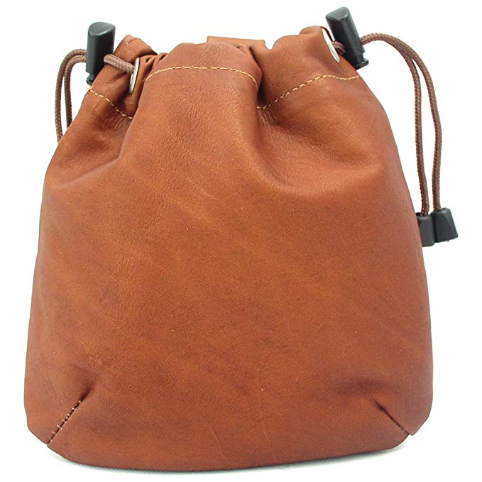 Piel Leather Drawstring Pouch, Saddle, One Size