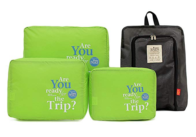 Travel Packing Cubes for Women 3pc Plus Link-seal-mesh Shoe or Laundry Bag Set