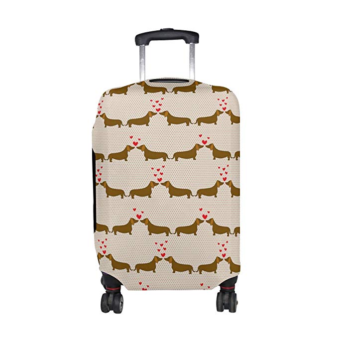 LORVIES Dachshund Dogs Print Travel Luggage Protective Covers Washable Spandex Baggage Suitcase Cover - Fits 18-32 Inch