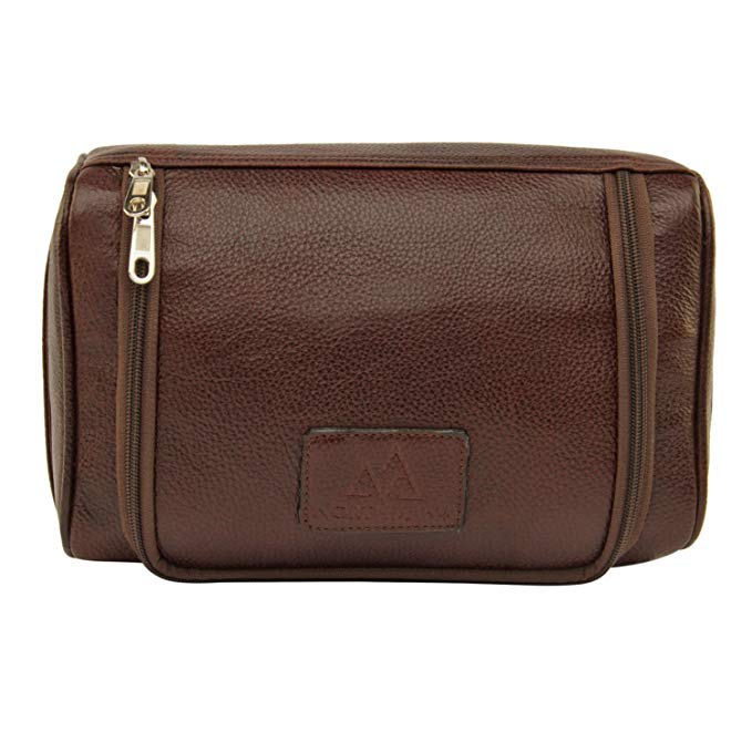 Men Leather Toiletry Bag (Brown)