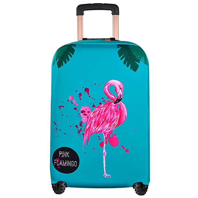 Emasun Luggage Cover Porotector, Washable Luggage Cover, Flamingo Suitcase Pattern Dustproof Stretchy