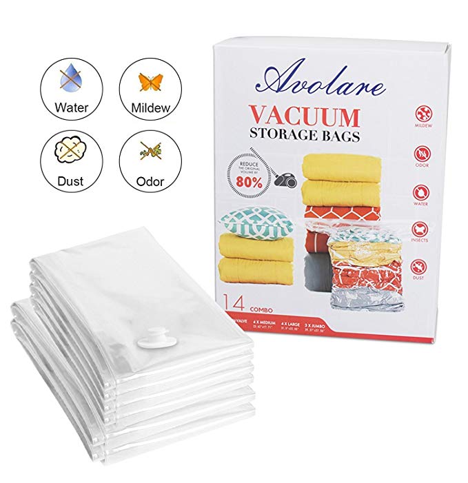 Avolare Premium JUMBO Vacuum Storage Bags Travel Saving Space Vacuum Storage Bags Double-Zip Seal for Travelling or Home Compress 