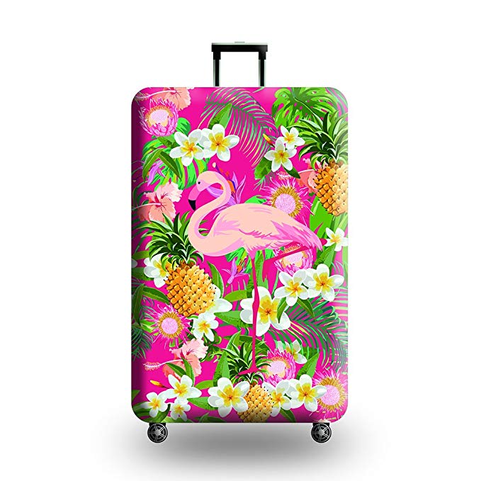 Youth Union Travel Luggage Cover Baggage Suitcase Protector Fit for 18-32 Inch Luggage (L(25-28 inch luggage), Flamingo 9)