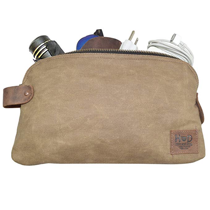 Waxed Canvas Large All Purpose Dopp Kit Utility Bag Handmade by Hide & Drink :: Fatigue