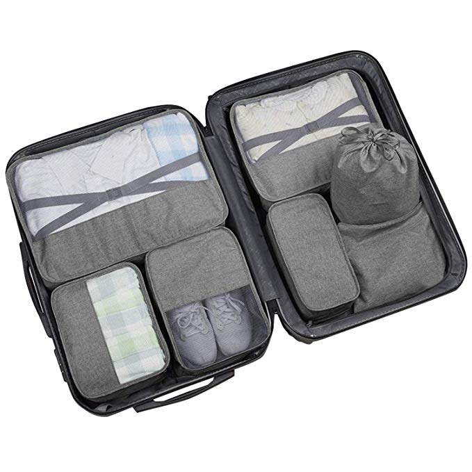 ONSON Packing Cubes, 7Pcs Luggage Packing Organizers, Lightweight Travel Cubes Clothing Sorting Packages with Wet Towels Bag