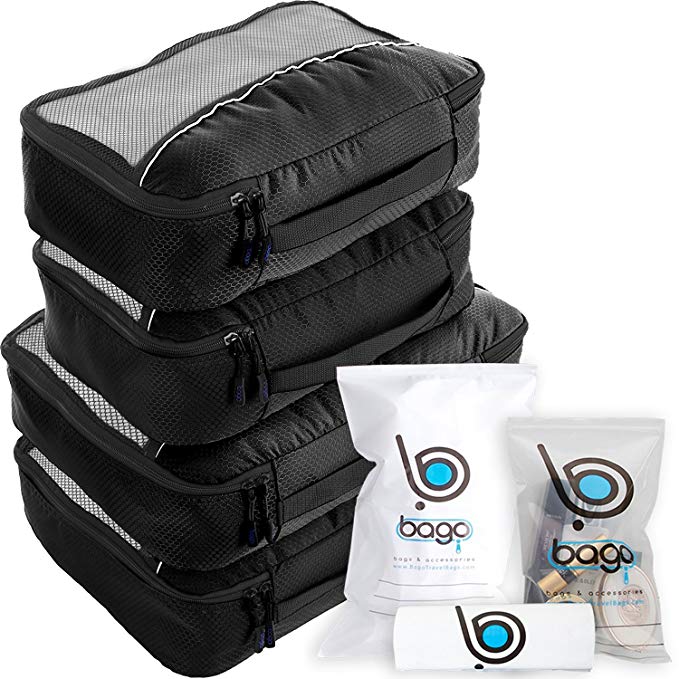 bago Packing Cubes Travel Bags - Luggage Organizer 10pcs Set (Black)