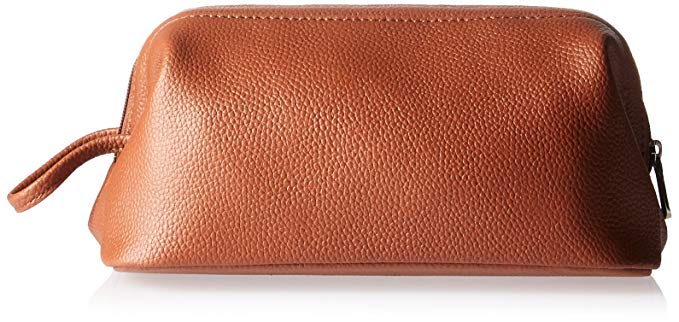 Royce Leather Toiletry Travel Wash Bag in Pebbled, Tan