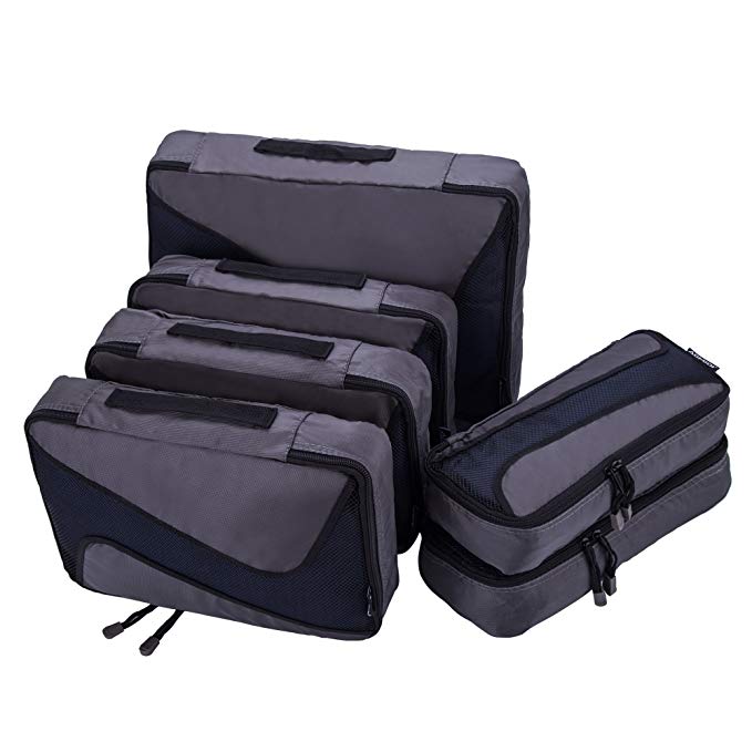 6 Set Packing Cubes - 3 Various Sizes Luggage Packing Organizers For Travel (Dark Grey)