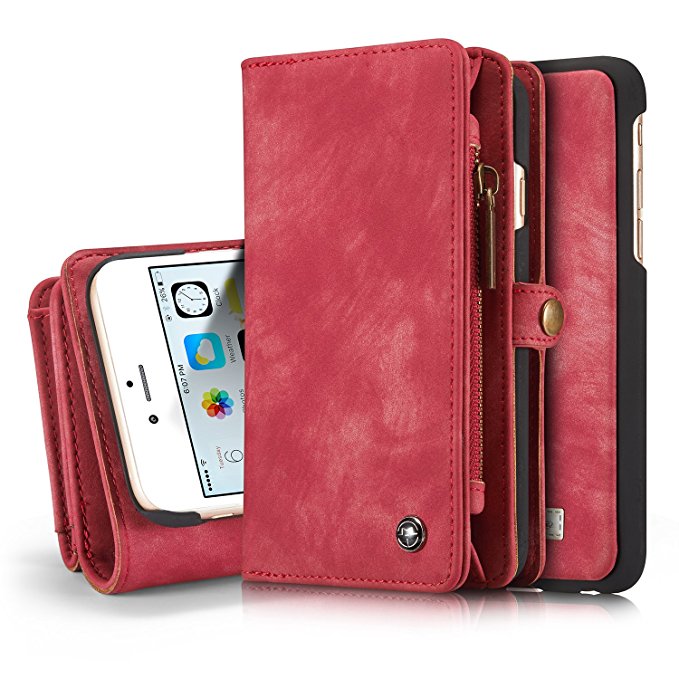 iPhone 6s Detachable Wallet Case XRPow 2In1 Multi-Functional Removable Magnetic Back Cover 11 Card Slots & 3 Cash Pocket Premium Folio Zipper Wallet Case for iPhone 6/6s 4.7