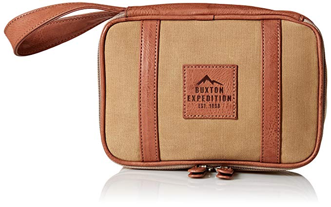 Buxton Men's Expedition Ii Huntington Gear Top Zip Canvas Travel Kit