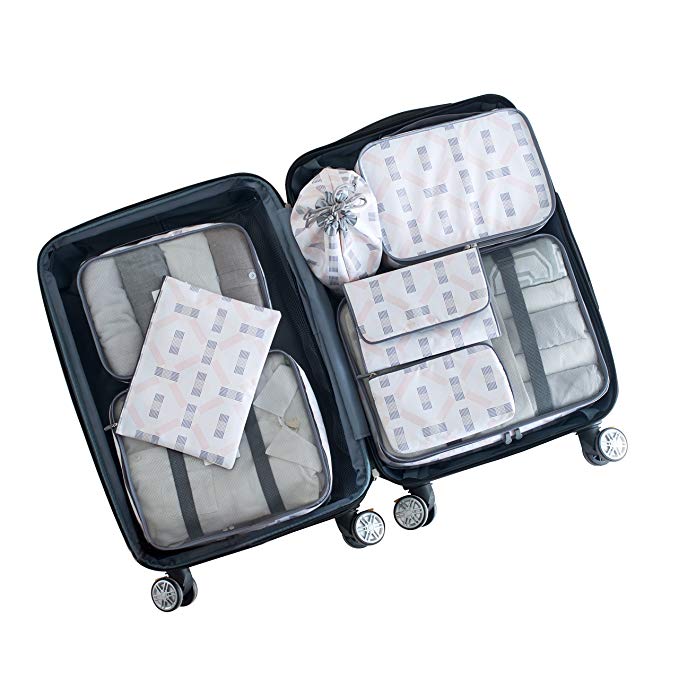 8 Set Travel Packing Cubes & Compression Luggage Organizer