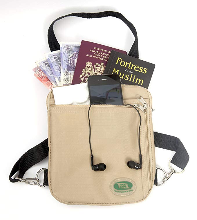 Hajj & Umrah Secure Neck and Side Bag for Muslim Pilgrimage Passport Cell