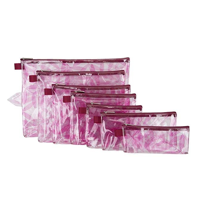 Travelon Set of 7 Packing Envelopes, Berry Leaf Screen