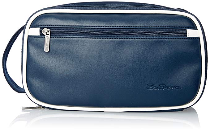 Ben Sherman Men's Regent's Park Smooth Pvc Bucket Style Single Compartment Zip Around Travel Kit