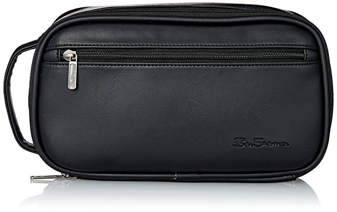 Ben Sherman Men's Mayfair Grainy Pvc Bucket Style Single Compartment Zip Around Travel Kit