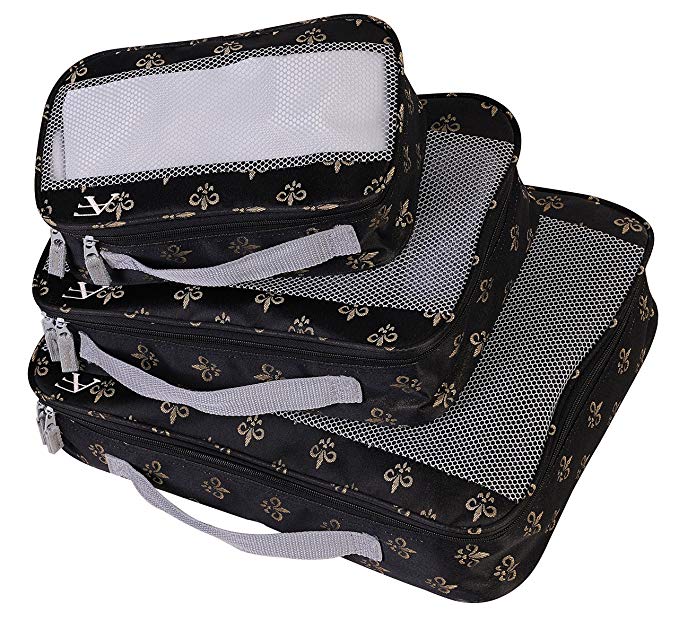 American Flyer Fleur De Lis 3 Piece Set Perfect Packing System, Black, One Size