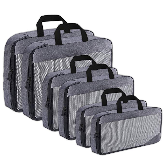 Compression Packing Cubes Travel Organizer (6) Set, Expandable Bag for Luggage