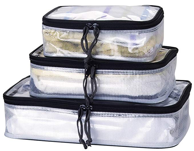 TRANVERS Reinforced PVC Packing Cubes Waterproof Travel Organizers Set of 3 Sizes