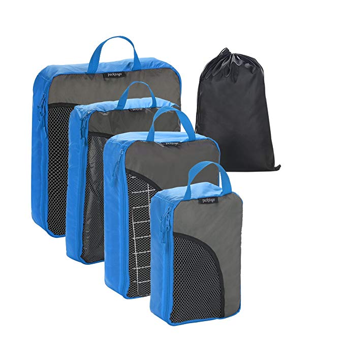 Packing Cube Combo Travel Packing Organizers Cubes for Clothing/Luggage 4pcs Set with Shoes/Laundry Bag