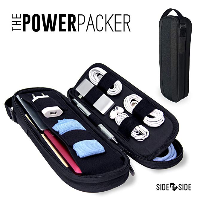 Side by Side Gear Power Packer Cable Organizer for Power Bank, Laptop Charger & Accessories (Shadow)