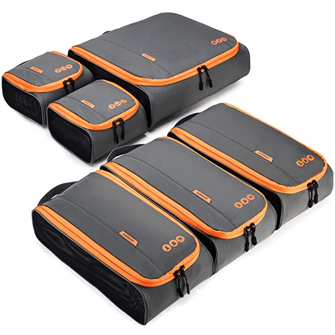 BAGSMART 6 Sets Packing Cubes 3 Sizes Portable Travel Luggage Organizer for Carry-on Accessories