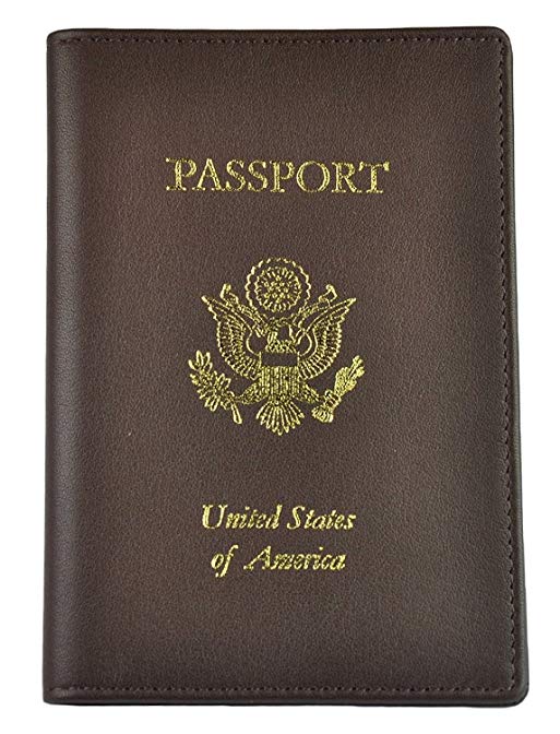 Royce Leather Gold Stamped RFID Blocking Passport Travel Document Organizer