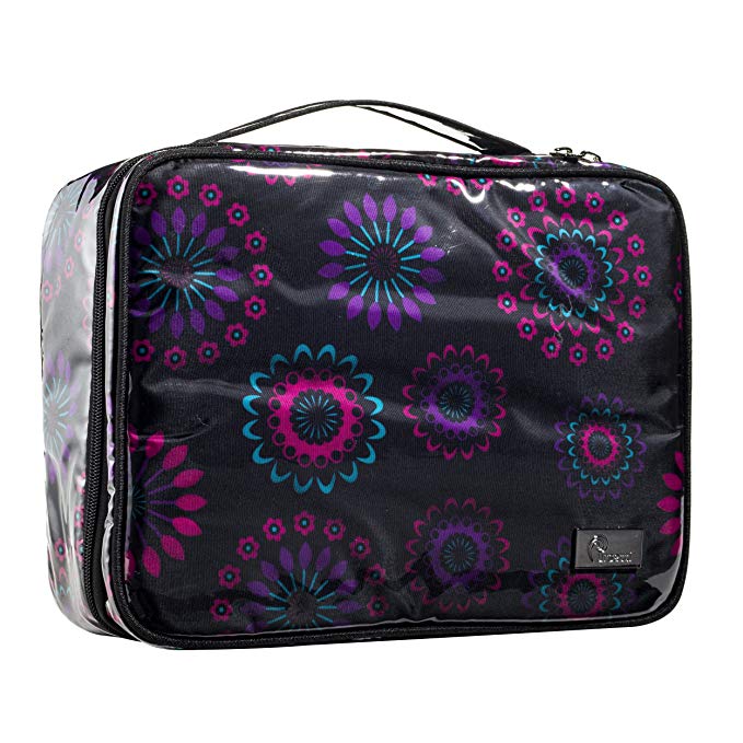 Premium Travel Makeup Bag with Makeup Brush Holder